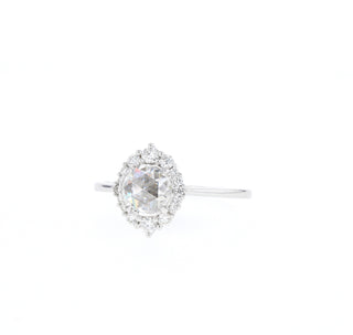 0.56 CT Round Rose Cut Halo Moissanite Engagement Ring - Barbara Maison 