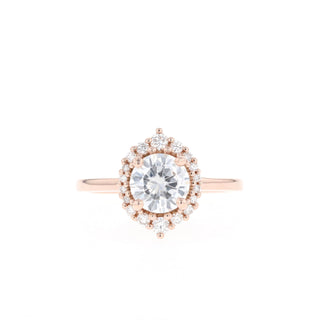 1 CT Round Cut Halo Moissanite Engagement Ring - Barbara Maison 