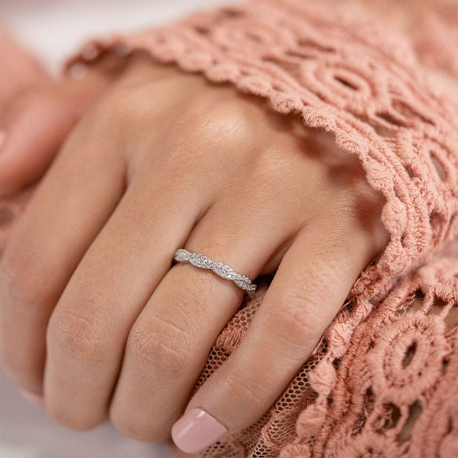 0.34 TCW Round Twisted Style Moissanite Wedding Band - Barbara Maison 