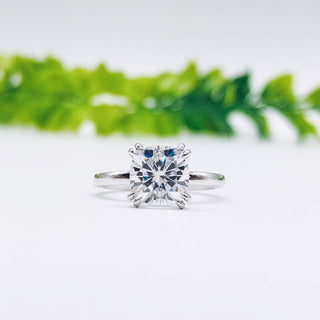 2.0 CT Cushion Cut Solitaire Moissanite Engagement Ring - Barbara Maison 