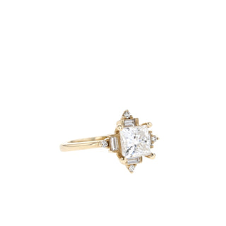 1.07 CT Princess Cut Cluster Moissanite Engagement Ring - Barbara Maison 