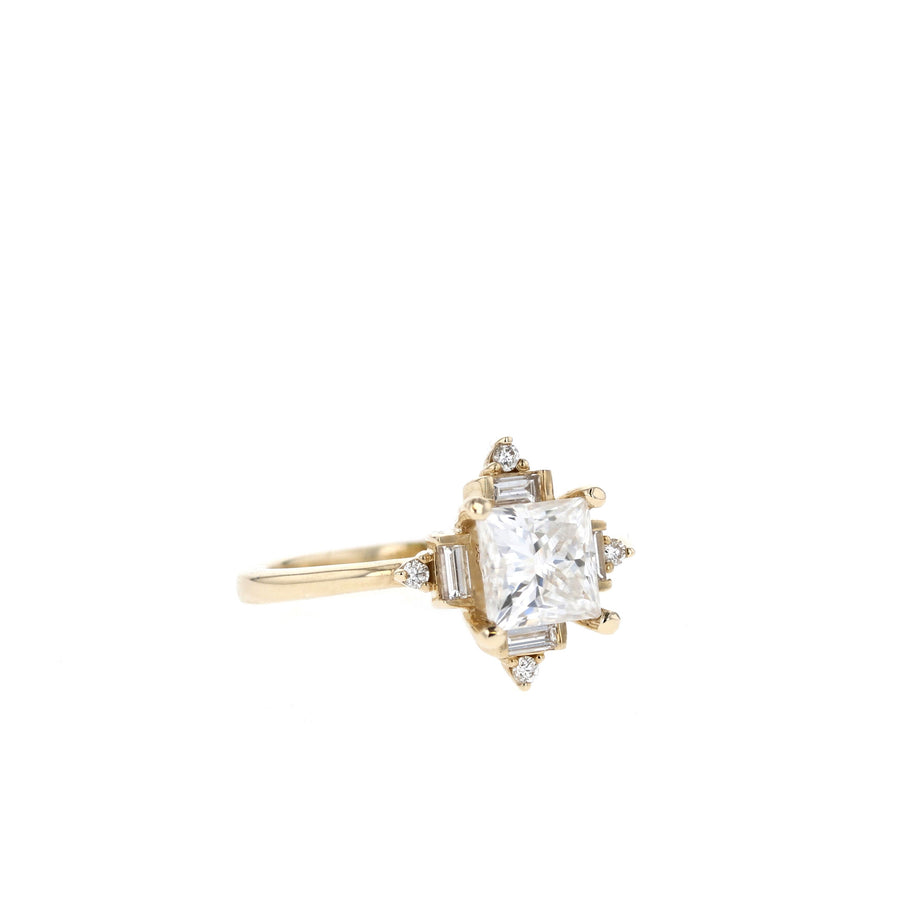 1.07 CT Princess Cut Vintage Moissanite Engagement Ring - Barbara Maison 