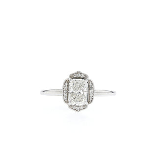 1.04 -1.67 CT Radiant Cut Halo Moissanite Engagement Ring - Barbara Maison 