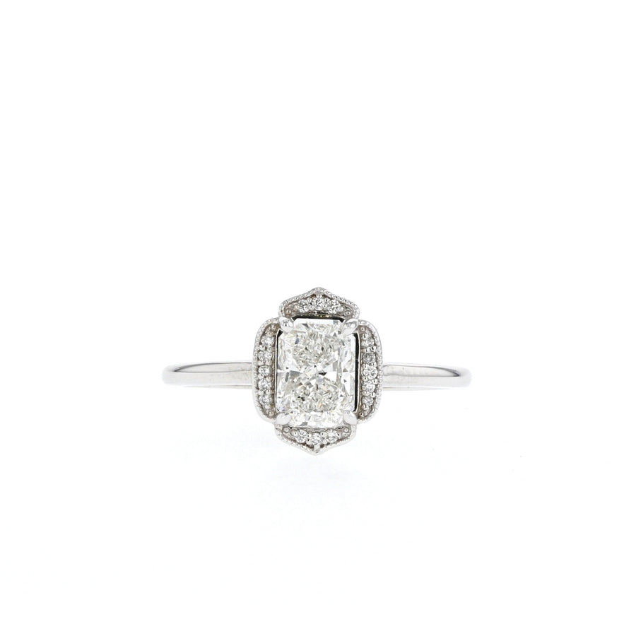 1.04 -1.67 CT Radiant Cut Halo Moissanite Engagement Ring - Barbara Maison 