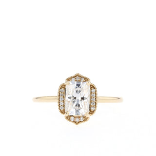 1.04 -1.67 CT Radiant Cut Halo Moissanite Engagement Ring - Barbara Maison 