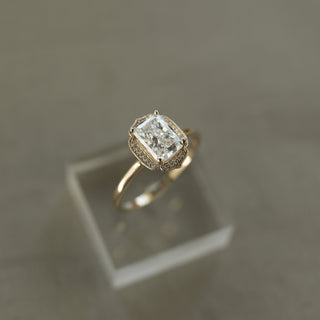 1.04 -1.67 CT Radiant Cut Halo Moissanite Engagement Ring - Barbara Maison 