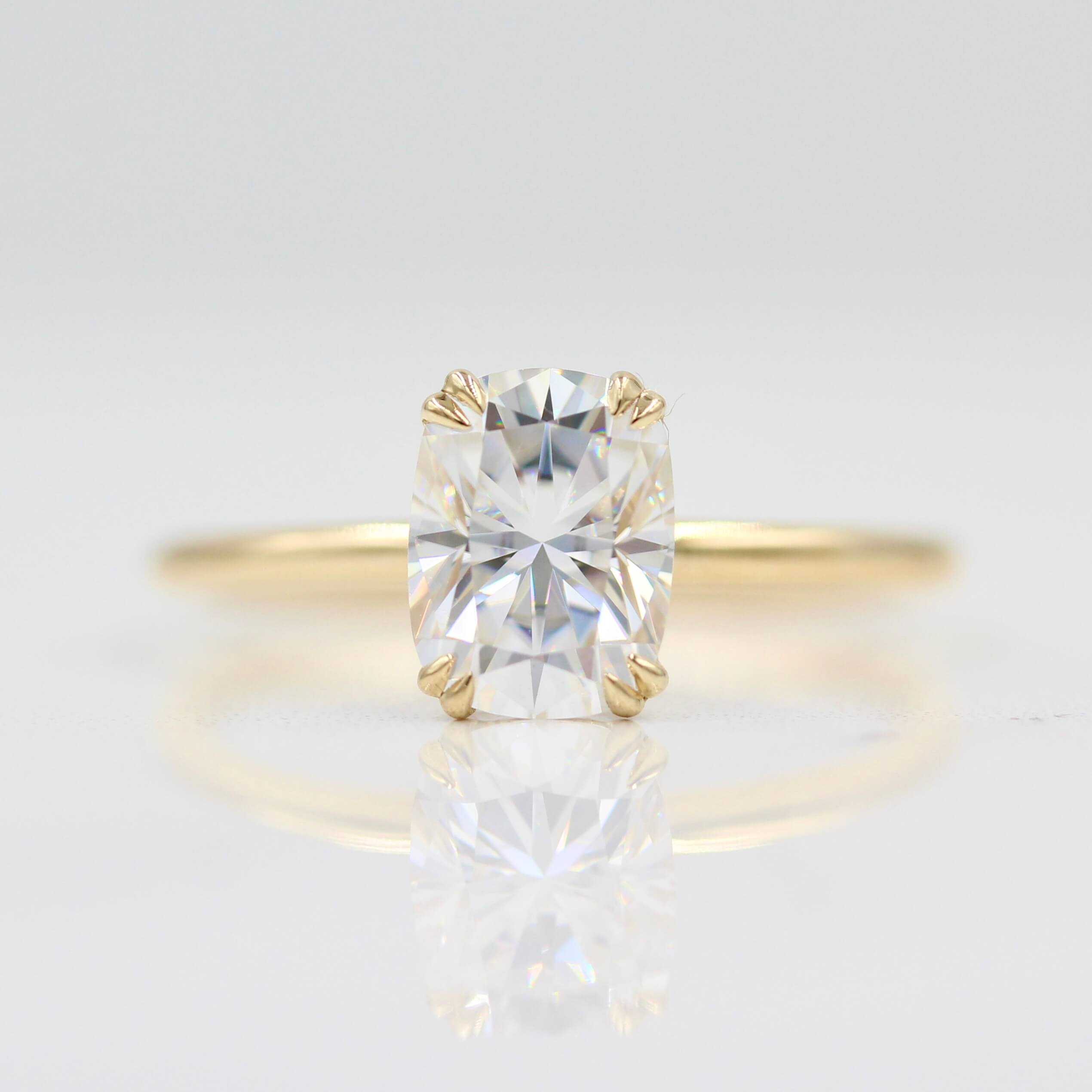 1.22 CT Elongated Cushion Solitaire Moissanite Engagement Ring - Barbara Maison 