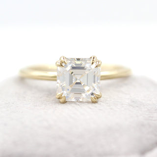 2.0 CT Asscher Cut Solitaire Moissanite Engagement Ring - Barbara Maison 