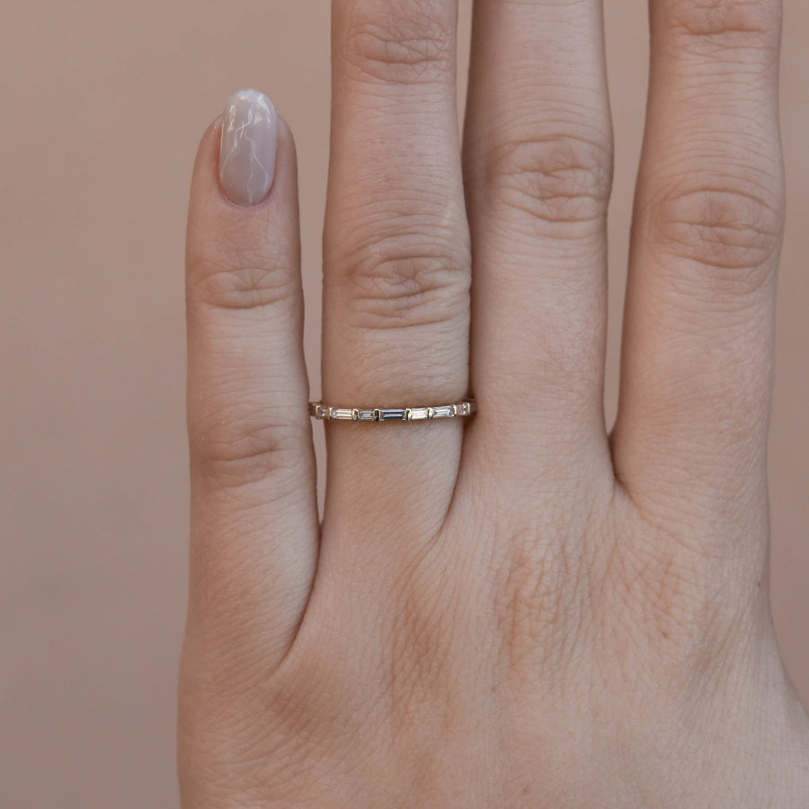 0.14 Baguette Shaped Half Eternity Moissanite Wedding Band