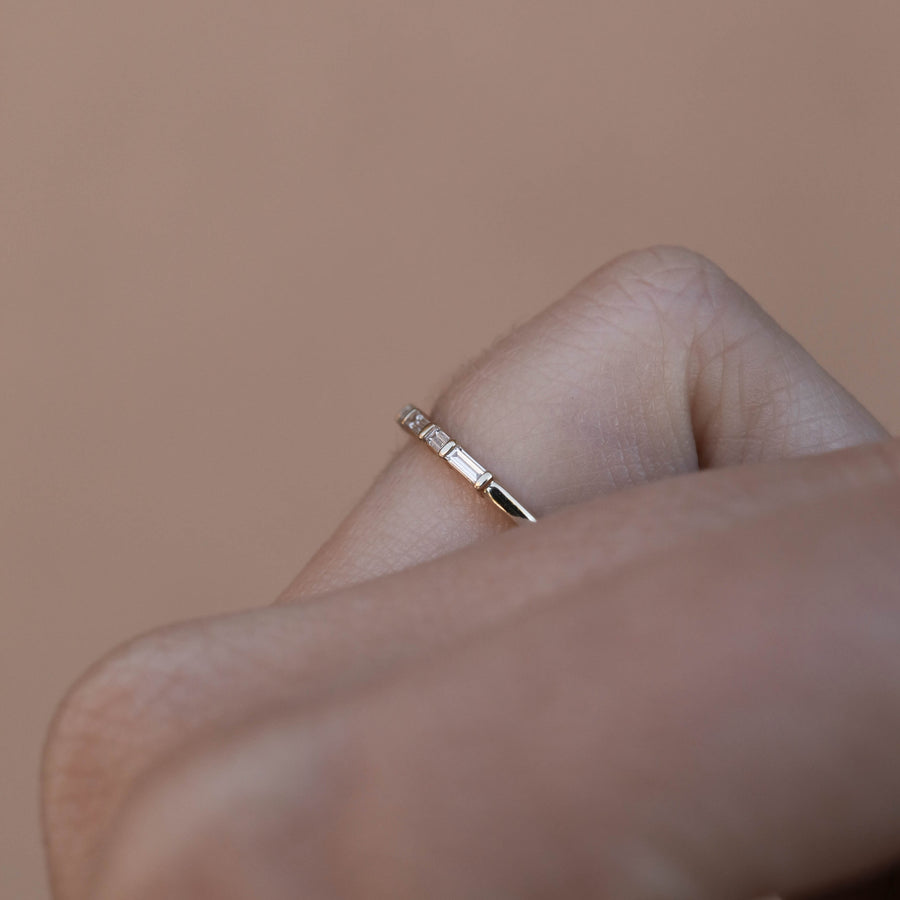 0.14 Baguette Shaped Half Eternity Moissanite Wedding Band