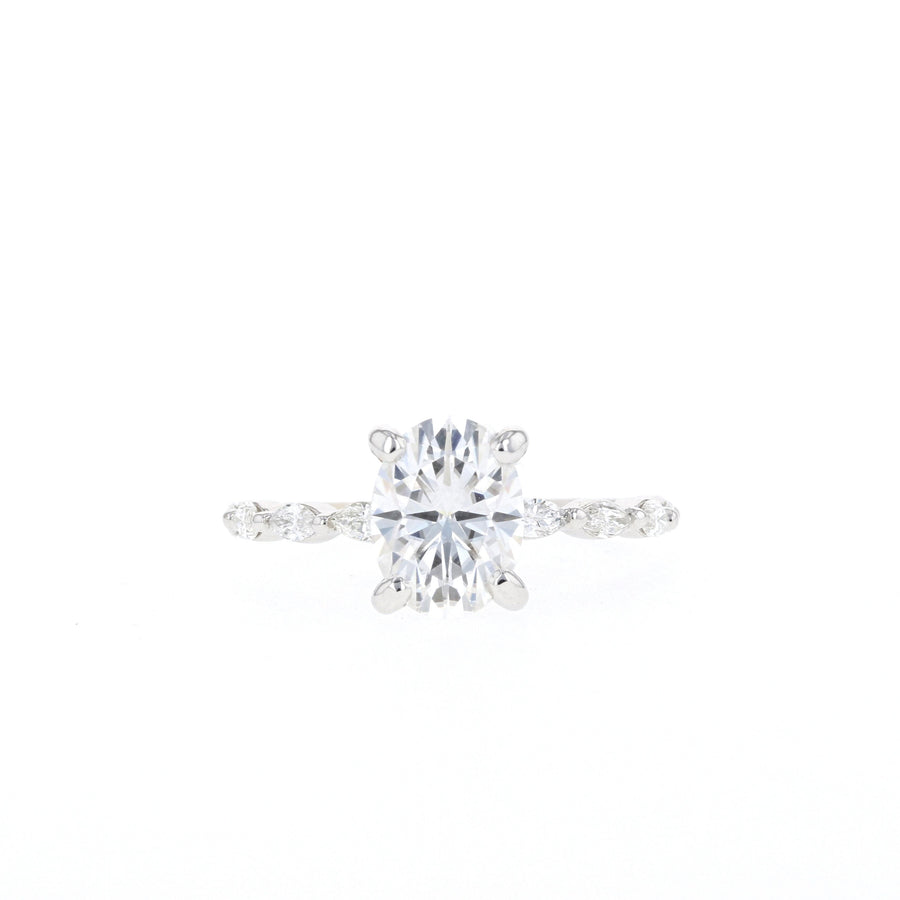 0.84 CT-1.91 CT Oval Cut Solitaire Pave Moissanite Engagement Ring - Barbara Maison 
