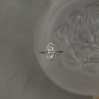 0.67 CT Marquise Cut Halo Moissanite Engagement Ring - Barbara Maison 