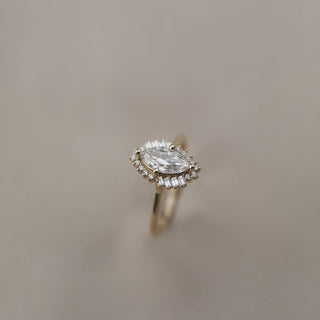 0.67 CT Marquise Cut Halo Moissanite Engagement Ring - Barbara Maison 