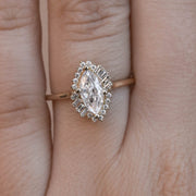 0.67 CT Marquise Cut Halo Moissanite Engagement Ring - Barbara Maison 