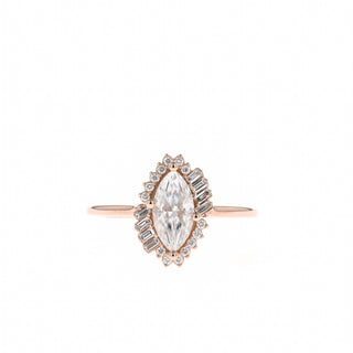 0.67 CT Marquise Cut Halo Moissanite Engagement Ring - Barbara Maison 