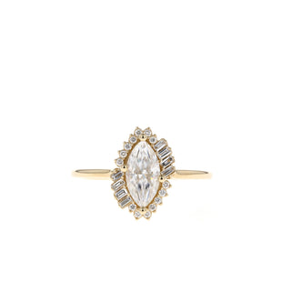 0.67 CT Marquise Cut Halo Moissanite Engagement Ring - Barbara Maison 