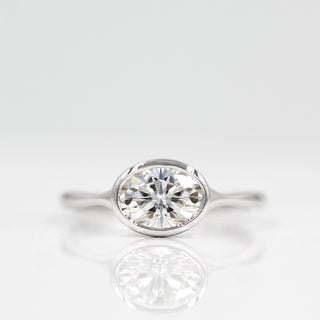 1.0 CT Oval Cut Bezel Solitaire Moissanite Engagement Ring - Barbara Maison 