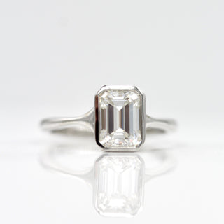 1.55 CT Emerald Cut Bezel Solitaire Moissanite Engagement Ring - Barbara Maison 