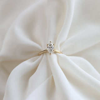 0.67 CT Marquise Cut Solitaire Moissanite Engagement Ring - Barbara Maison 