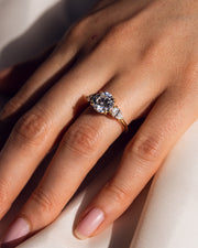 3.08 CT Round Three Stone Moissanite Engagement Ring - Barbara Maison 