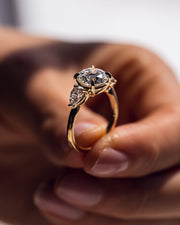 3.08 CT Round Three Stone Moissanite Engagement Ring - Barbara Maison 