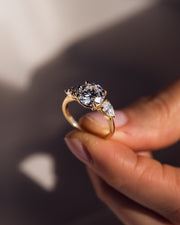 3.08 CT Round Three Stone Moissanite Engagement Ring - Barbara Maison 