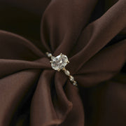 0.84 CT-1.91 CT Oval Cut Solitaire Pave Moissanite Engagement Ring - Barbara Maison 