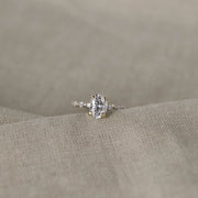 0.84 CT-1.91 CT Oval Cut Solitaire Pave Moissanite Engagement Ring - Barbara Maison 