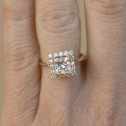 1.07 CT Princess Cut Halo Moissanite Engagement Ring - Barbara Maison 