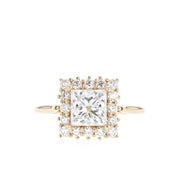 1.07 CT Princess Cut Halo Moissanite Engagement Ring - Barbara Maison 