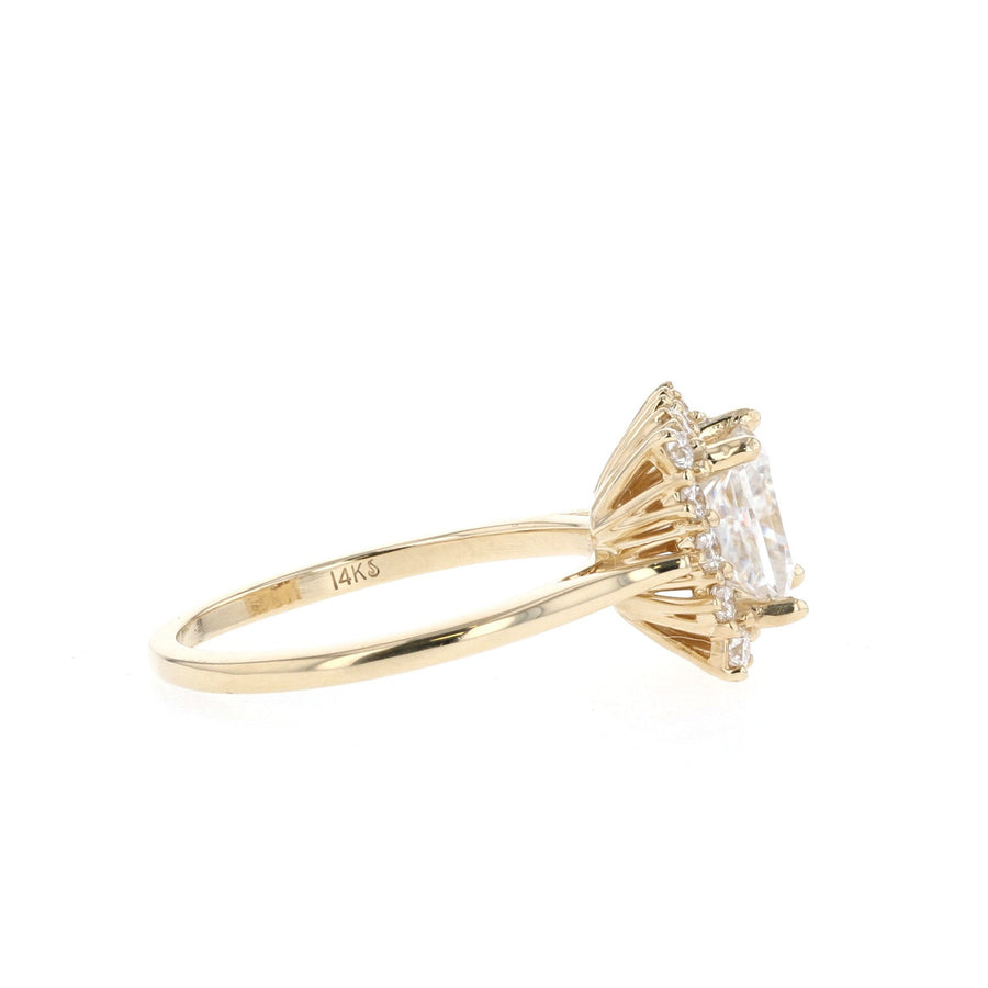 1.07 CT Princess Cut Halo Moissanite Engagement Ring - Barbara Maison 