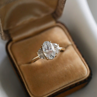 2.08 CT Oval Three Stone Style Moissanite Engagement Ring - Barbara Maison 