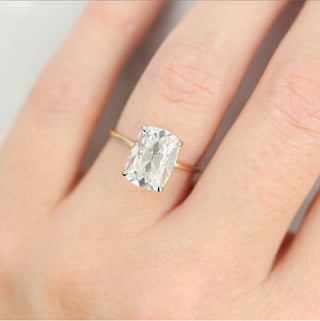 3.63 CT Elongated Old Mine Cushion Solitaire Moissanite Engagement Ring - Barbara Maison 