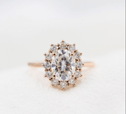 1.91 CT Oval Cut Halo Moissanite Engagement Ring - Barbara Maison 