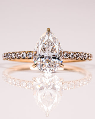 1.93 CT Pear Hidden Halo Pave Moissanite Engagement Ring - Barbara Maison 