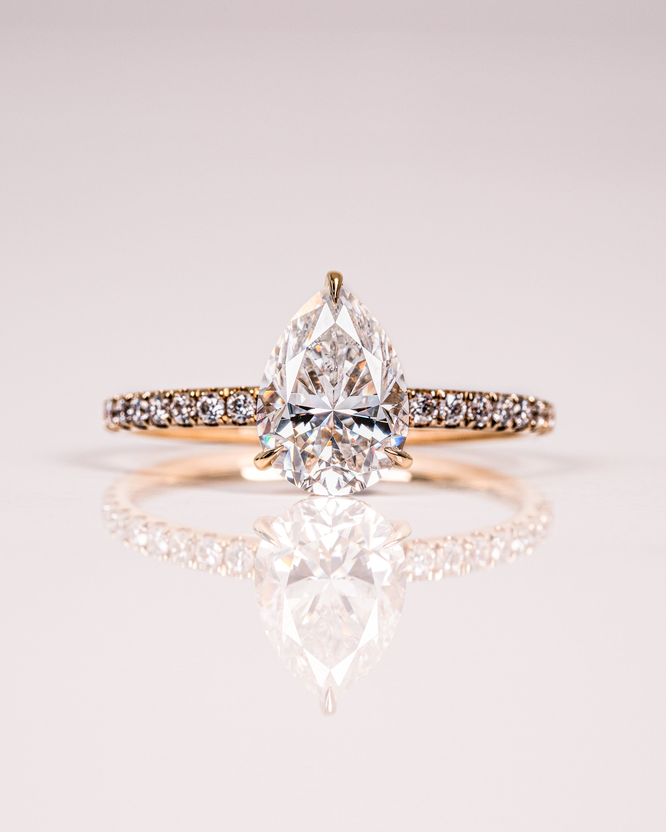 1.93 CT Pear Hidden Halo Pave Moissanite Engagement Ring - Barbara Maison 