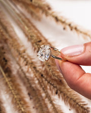 3.09 CT Pear Cut Moissanite Solitaire Engagement Ring With Hidden Halo Setting - Barbara Maison 