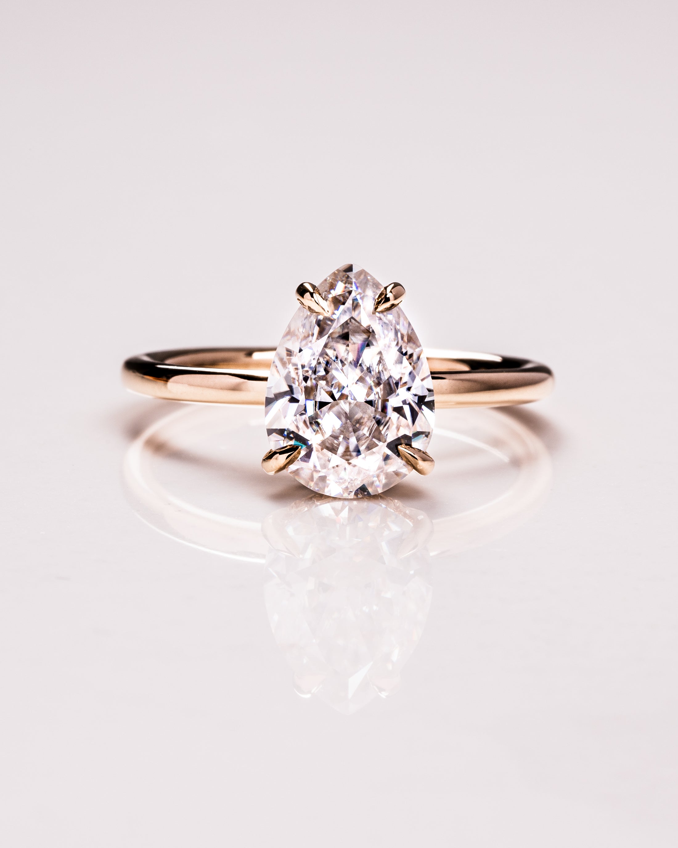 3.09 CT Pear Cut Moissanite Solitaire Engagement Ring With Hidden Halo Setting - Barbara Maison 