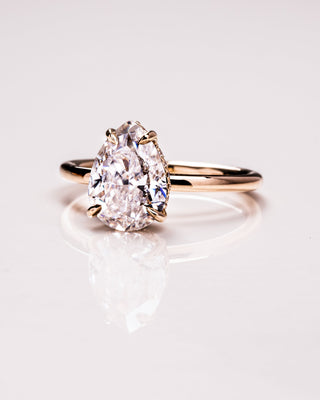 3.09 CT Pear Cut Moissanite Solitaire Engagement Ring With Hidden Halo Setting - Barbara Maison 