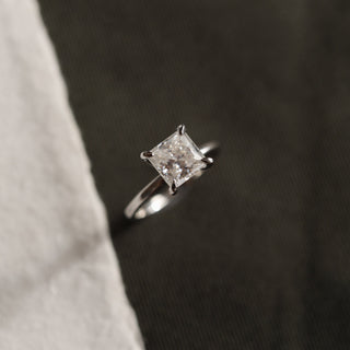 1.07 CT-1.75 CT Princess Cut Solitaire Moissanite Engagement Ring - Barbara Maison 