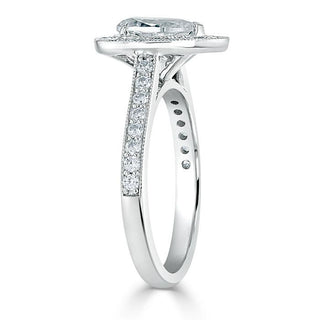 1.52 CT Pear Cut Halo Channel Pave Moissanite Engagement Ring - Barbara Maison 