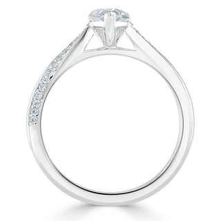 0.75 CT Pear Cut Solitaire Moissanite Engagement Ring - Barbara Maison 