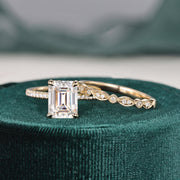 2.50 CT Emerald Cut Solitaire Style Moissanite Bridal Ring Set - Barbara Maison 