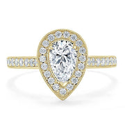 1.52 CT Pear Cut Halo Channel Pave Moissanite Engagement Ring - Barbara Maison 