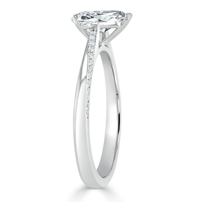 0.75 CT Pear Cut Solitaire Moissanite Engagement Ring - Barbara Maison 