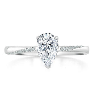 0.75 CT Pear Cut Solitaire Moissanite Engagement Ring - Barbara Maison 