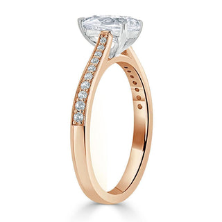 0.75 CT Pear Cut Solitaire Engagement Ring With Channel Pave Setting - Barbara Maison 