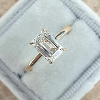 1.6 CT Emerald Cut Solitaire Style Moissanite Engagement Ring - Barbara Maison 