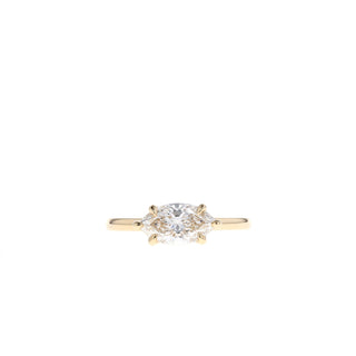 0.47 CT-0.90 CT Marquise East West Solitaire Moissanite Engagement Ring - Barbara Maison 