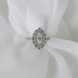 0.67 CT Marquise Cut Vintage Moissanite Engagement Ring - Barbara Maison 